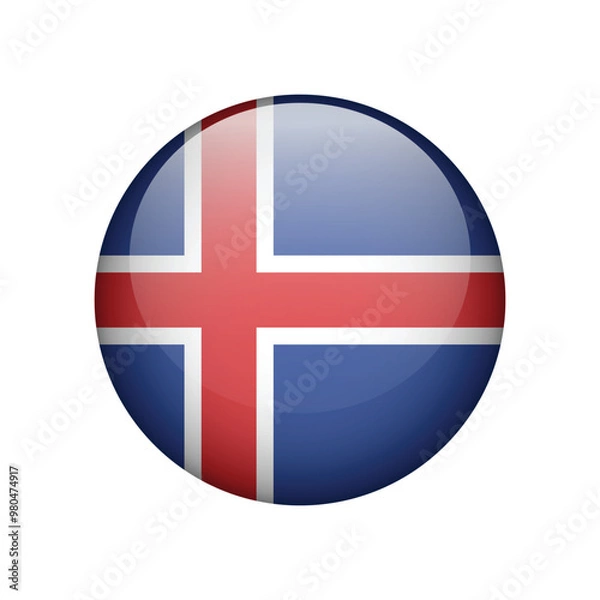 Fototapeta Flag of Iceland icon symbol isolated background. Vector illustration.