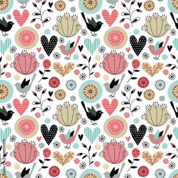 Fototapeta Romantic vector seamless pattern