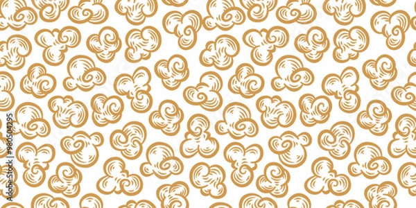 Fototapeta Popcorn pattern for packaging snacks. Popcorn fluffy flakes pattern. Popcorn Background pattern. doodle popcorn. popcorn seamless pattern background.	