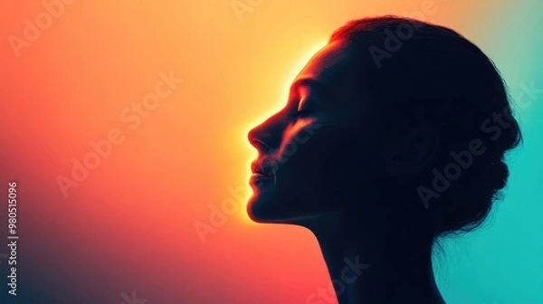 Fototapeta Close-up of a person in EMDR therapy, light moving through dark nightmares, symbolizing the journey from PTSD to recovery, calm colors promoting peace