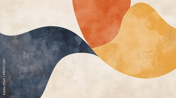 Obraz Organic abstract shapes arranged in soft rounded contours with minimalistic designs and a tone-on-tone color palette evoking simplicity