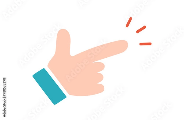 Fototapeta シンプルな手書き素材　アイコン　カラー　指差し