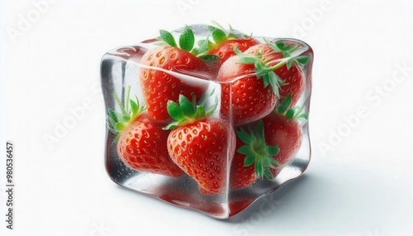 Obraz strawberry in ice cube