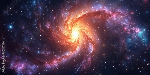 Obraz A Colorful Spiral Galaxy in a Starry Night Sky