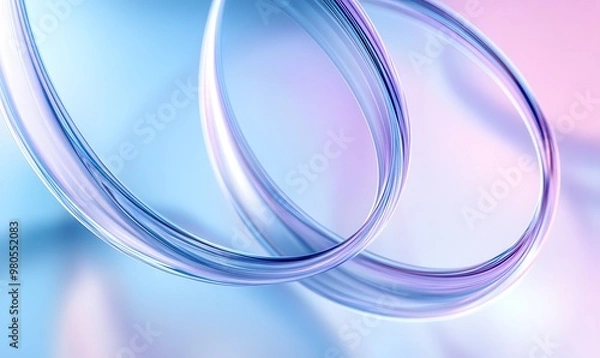 Fototapeta Abstract blue and purple glass shape with colorful refraction effect background with blurred, wavy lines, soft curves, pastel colors, gradient effect, vector illustration, elegant style,