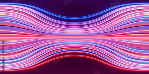 Fototapeta HDRI. Glowing neon lines. Full spherical panorama 360 degrees. 3D render illustration.