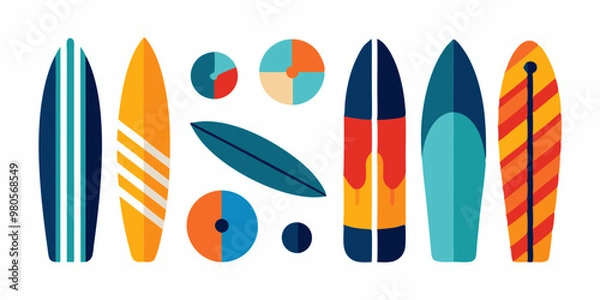 Obraz surfboard element collection white background
