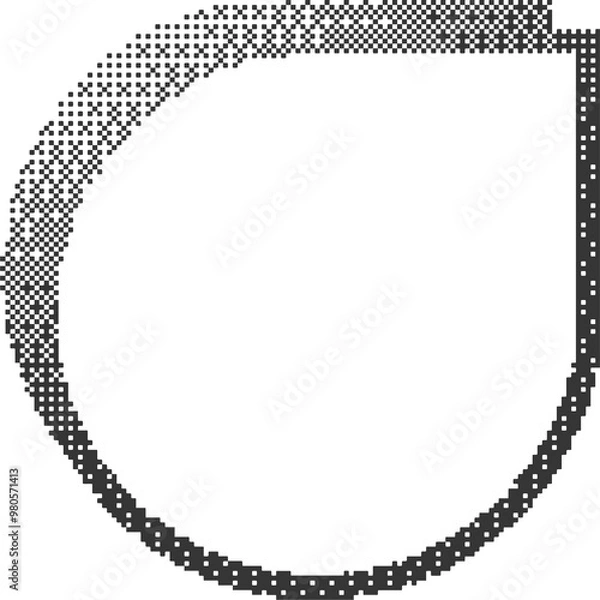 Obraz Pixel pattern frame. Bitmap window. Dotted dither graphic element. Noisy arcade game gradient arc. Geometric halftone abstract border.
