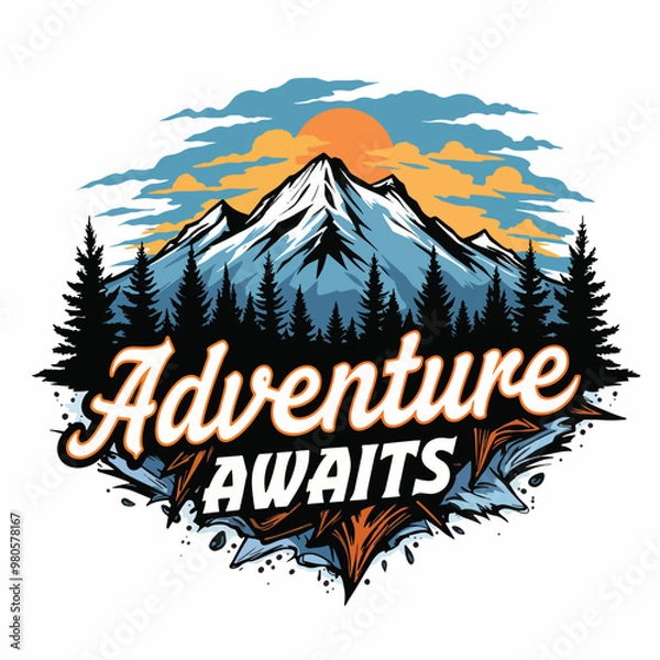 Obraz Vector illustration the adventure awaits logo