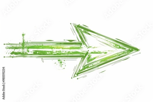 Fototapeta Intriguing green arrow pointing upwards in outline style