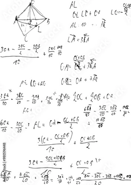 Fototapeta Mathematical equation with geometric figures. Solution of the problem.