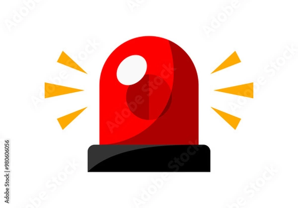 Fototapeta Red alarm siren emergency fighing light icon flat vector design