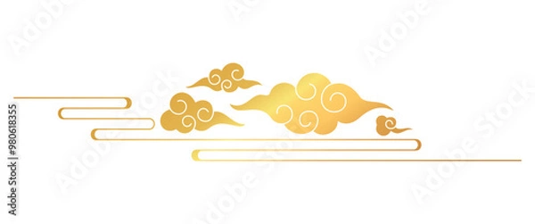 Fototapeta Chinese Cloud Background Vector Illustration