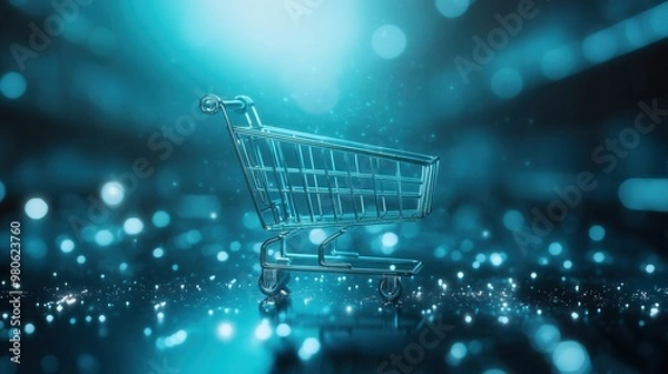 Fototapeta "Modern Shopping Cart on a Sparkling Background"