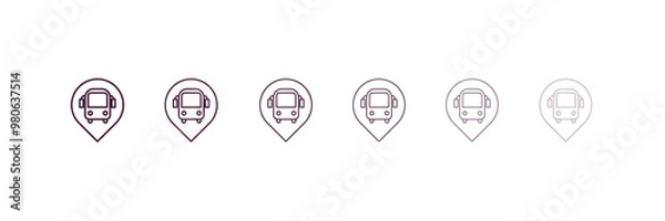 Obraz bus stop sign outline icon. Linear vector from traffic signs concept. 6 different line style bus stop sign icon included thin, light, regular, medium, bold, black
