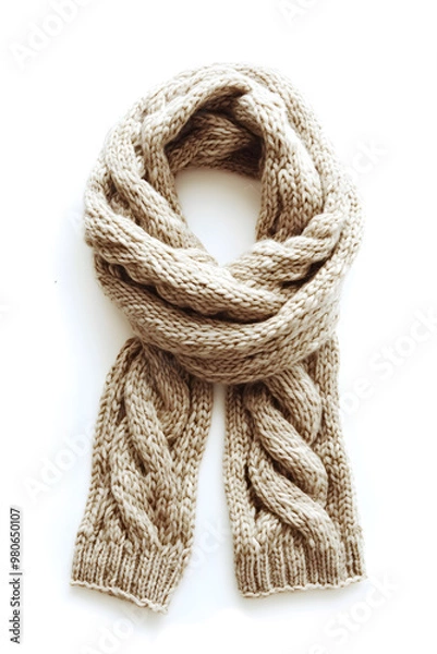 Obraz Soft, warm knitted scarf against a white backdrop