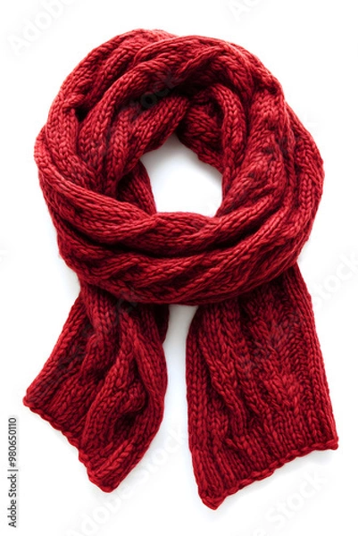 Obraz Soft, warm knitted scarf against a white backdrop