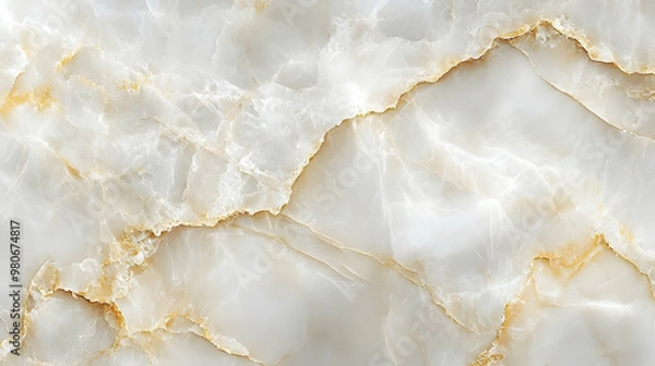 Fototapeta White Marble Texture with Golden Veins - Elegant and Luxurious Background for Design