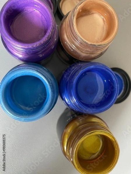 Obraz Metallic paint pots art