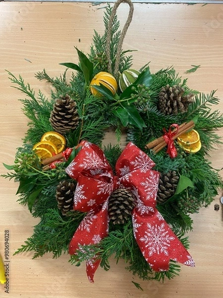 Obraz Christmas Wreath Making
