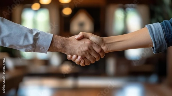 Obraz Handshake agreement, business partnership concept.