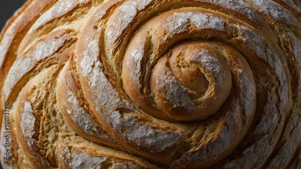 Fototapeta Raye bread on gray background top view