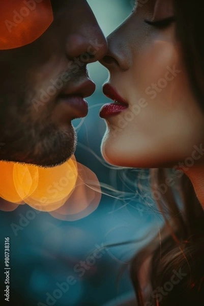 Fototapeta Close-Up of Romantic Couple in Intimate Moment