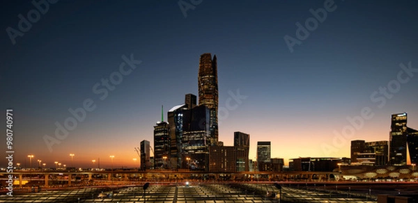 Fototapeta Panoramic King Abdullah Financial District Riyadh skyline. known as KAFD
