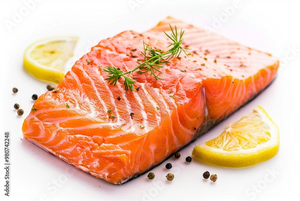 Fototapeta Picture of a tasty fish piece steak restaurant dish created with generative AI