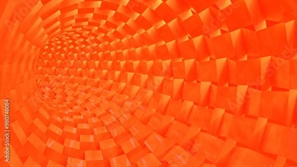 Obraz Abstract geometric tunnel orange cubes 3d rendering background