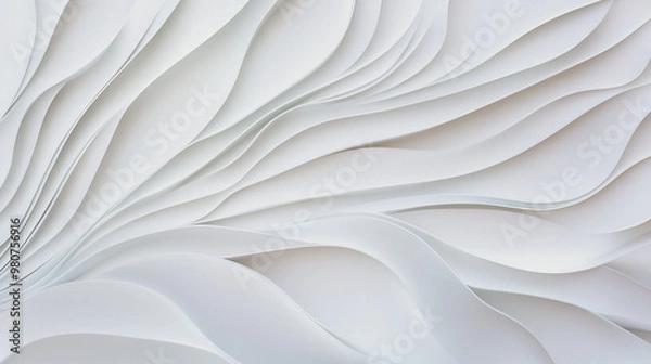Obraz Abstract white wave background, AI Generated