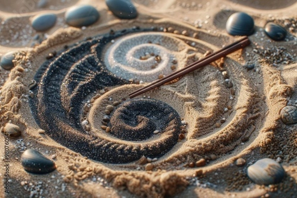 Fototapeta Ancient Chinese philosophy  Yin and Yang dualism in balance.