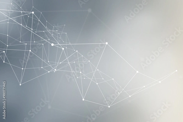 Fototapeta Background depicting an abstract network of dots and lines, creating a sense of connectivity within a polygonal structure, ideal for tech themes