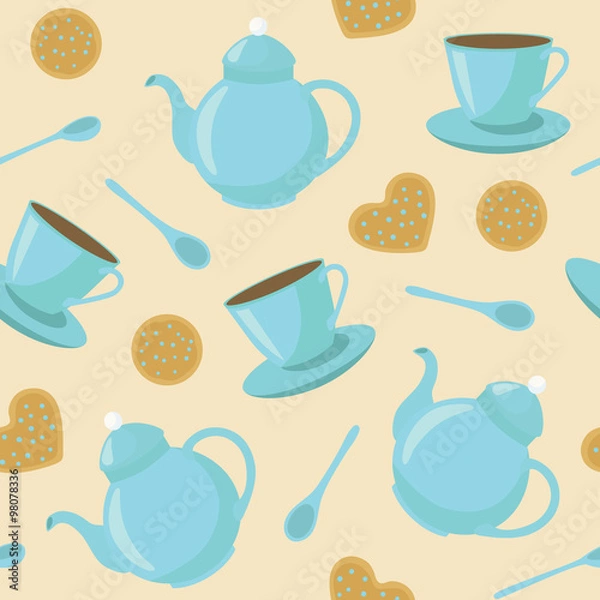 Fototapeta vector seamless tea pattern