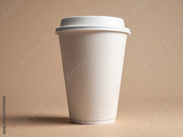 Obraz disposable coffee cup neutral colored background for mockup