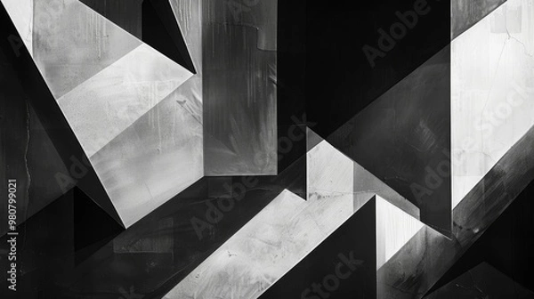 Fototapeta Geometric Abstract Black and White Composition
