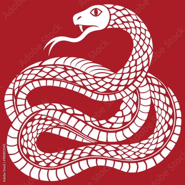 Fototapeta Hand drawn snake with flowers background, Hand drawn nag panchami illustration, 【Background】Year of the Snake