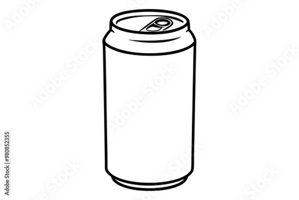 Obraz Drink can line art mockup. Hand-drawn Aluminum can. Vector illustration