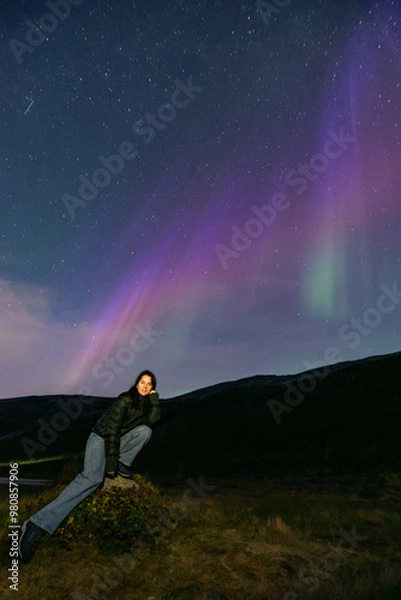 Obraz Girl under the aurora 
