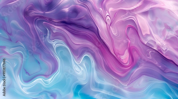 Fototapeta Abstract purple and cyan pastel fluid texture wave background