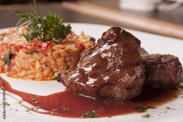 Fototapeta Filet Mignon and Risotto