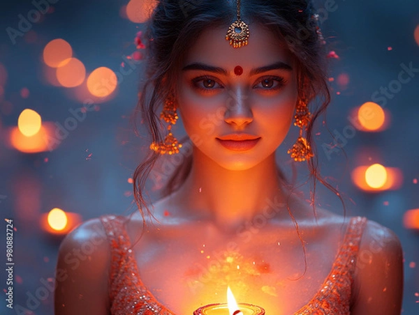 Obraz Diwali Elegance: A Glowing Moment of Serenity
