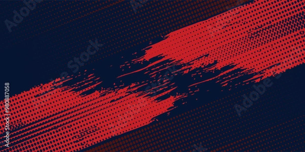 Fototapeta Abstract Rough Red Grunge Texture Design Background Dots halftone blue color pattern gradient grunge texture background.