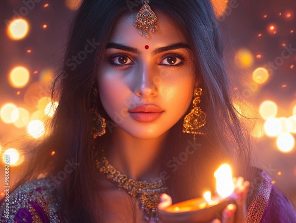Obraz Diwali Elegance: A Glowing Moment of Serenity