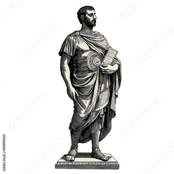 Obraz Roman man vintage illustration isolated on transparent background. Generative AI
