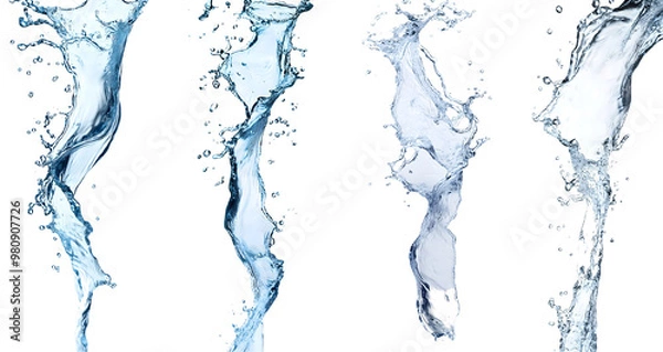 Obraz strong flow of water on an isolated white background