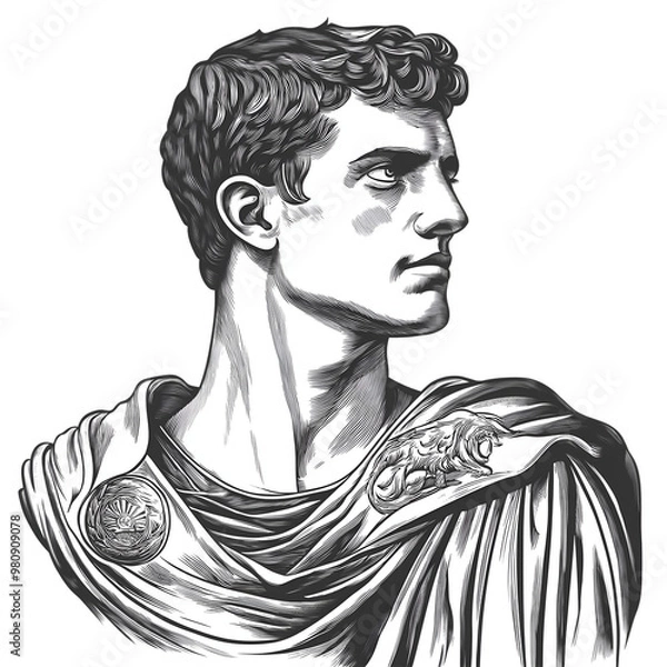 Obraz Roman man vintage illustration isolated on transparent background. Generative AI