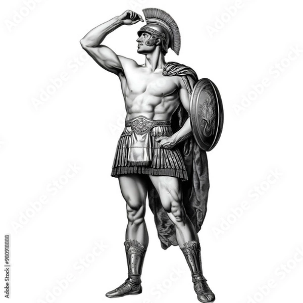 Obraz Roman man vintage illustration isolated on transparent background. Generative AI