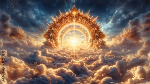 Fototapeta Heavenly Gateway, Paradise Land, A Celestial Portal to Eternal Bliss.