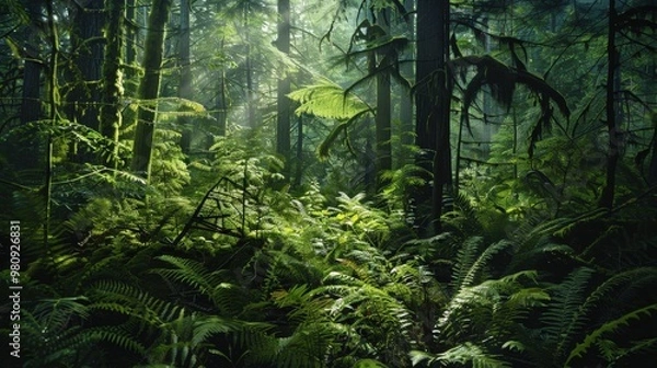 Fototapeta The impact of invasive species on forest ecosystems can be profound, disrupting native species and altering habitat conditions
